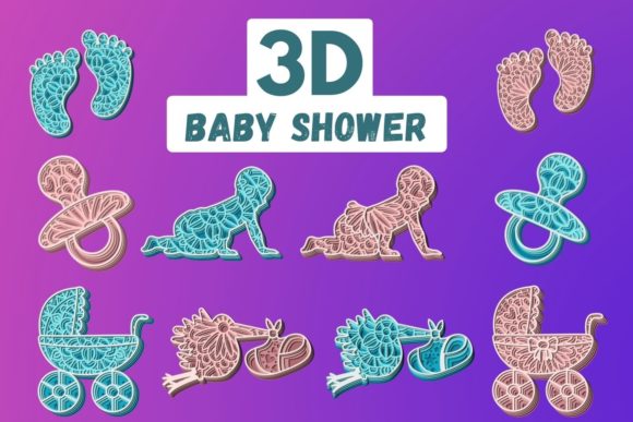 3D Baby Shower SVG Bundle: A Versatile Shape Set for Crafters