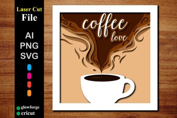 3D Coffee Multilayer Laser Cut Panel for Wall Decor