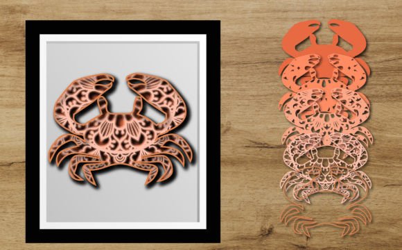 3D Crab SVG 4 Layers for Laser Cutting and Wall Decor Projects