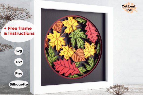 3D Fall Leaves Shadow Box for Embroidery Projects