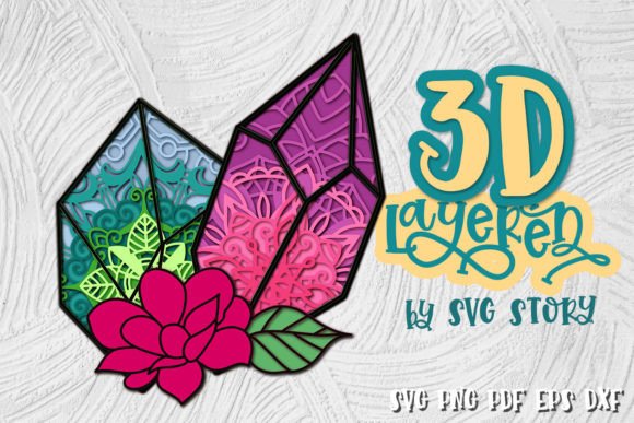 3D Gemstones 05 SVG Design for Shadow Box Branding and Packaging