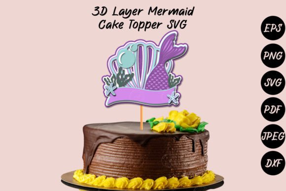 3D Layer Mermaid Cake Topper SVG: A Versatile Graphic Design Asset for Crafts and Branding