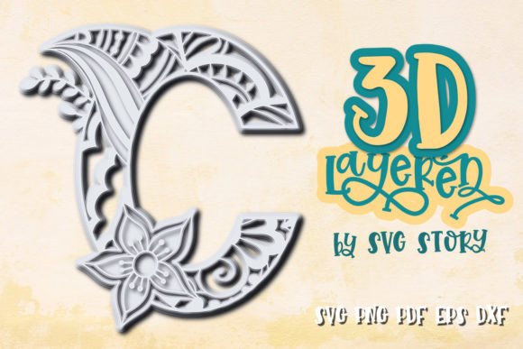 3D Layered Letter C: A Versatile SVG Shape for Creative Sellers
