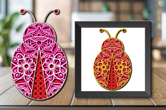 3D Layered Mandala Lady Bug: A Versatile SVG Shape for Creative Branding