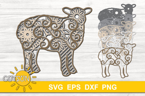 3D Layered Sheep Mandala SVG for Shadow Box Projects