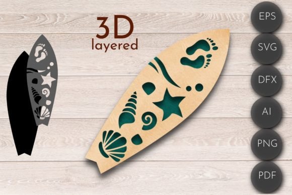 3D Layered SVG Flip Flop Wall Art for Laser Cutting Projects