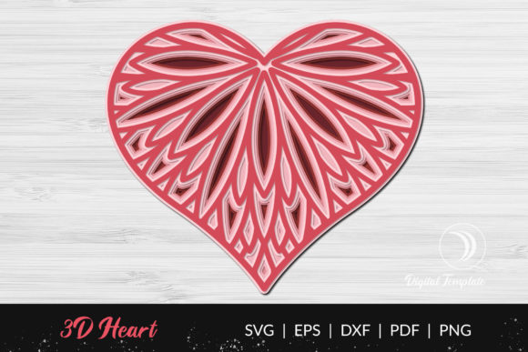 3D Layered Valentine Heart Mandala: A Versatile SVG Design for Modern Branding