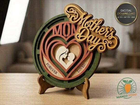 3D Mother’s Day Layered Mandala SVG for Laser Cutting Projects