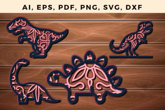 3D Multi Layer Dinosaur Laser Cut Bundle: A Dynamic Graphic Design Asset for Local Branding