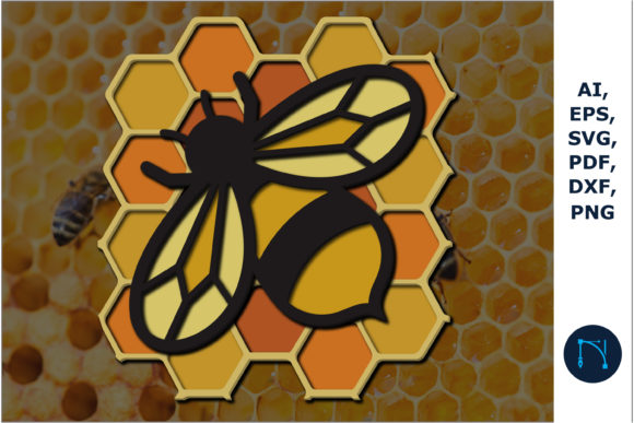 3D Multi-Layered Bee SVG for Laser Cutting and Signs