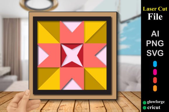 3D Quilt Shadow Box Block SVG for Content Design