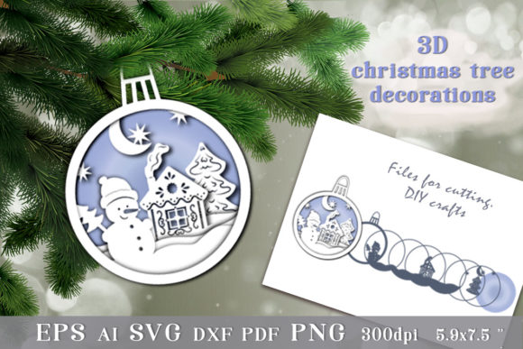3D SVG Christmas Tree Decoration for Digital Sellers