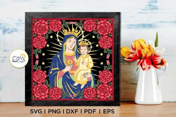 3D Virgin Mary Shadow Box SVG for Festive Handmade Projects