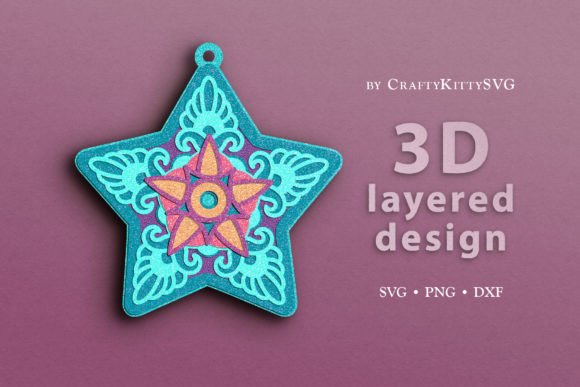 Christmas Star Ornament 3D Layered SVG for Laser Cutting in Winter Amp Projects