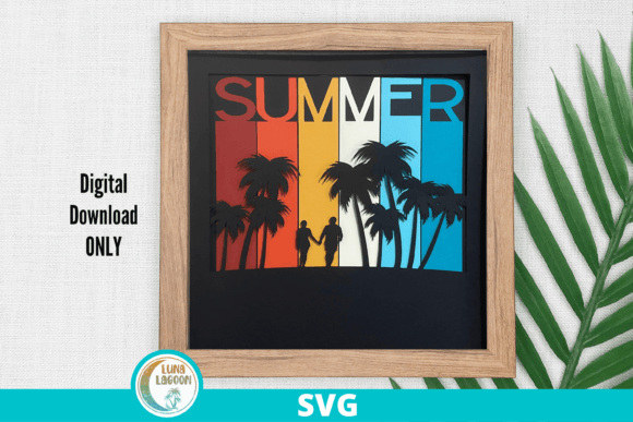 Couple Retro Summer 3D SVG Shadow Box Design Review