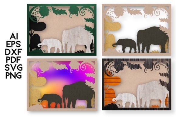 Elephants 3D SVG Cut File for Stunning Shadow Box Blog Graphics