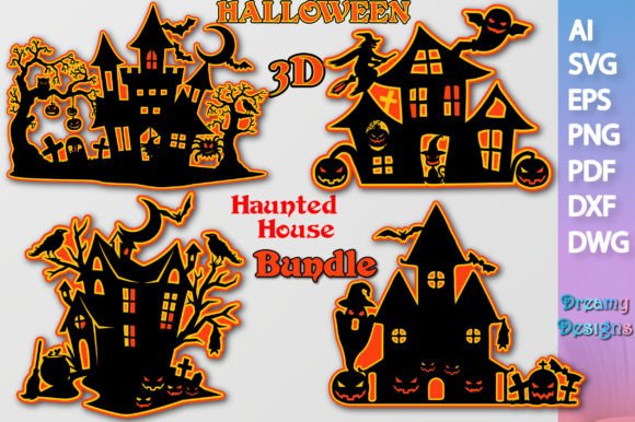 Halloween 3D Haunted House Bundle: A Spooky Graphic Design Asset for Autumn Amp Campaigns