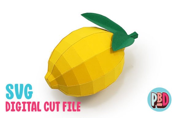 Lemon 3D Papercraft: A Vibrant 3D SVG Shape for Creative Branding