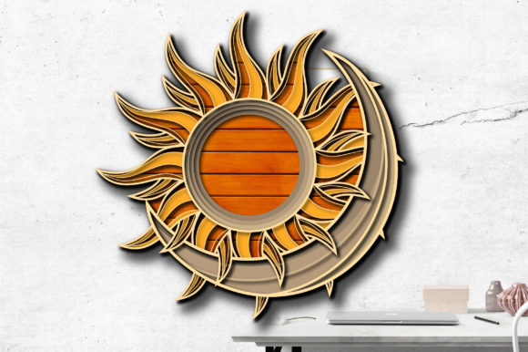 Moon Sun Mandala 3D Laser Cut for Art Amp Projects