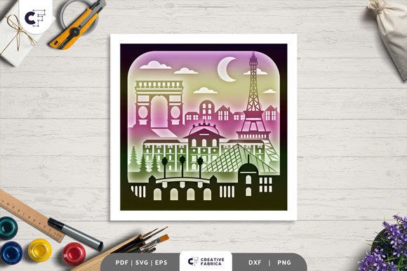 Paris France Landmark 3D SVG for Local Business Branding