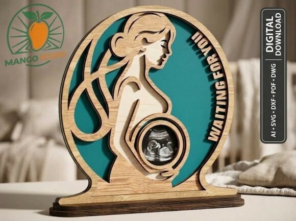 Waiting for You – 3D Ultrasound Frame Laser Cutting Design for Birthday Projects